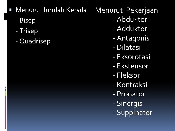  Menurut Jumlah Kepala - Bisep - Trisep - Quadrisep Menurut Pekerjaan - Abduktor