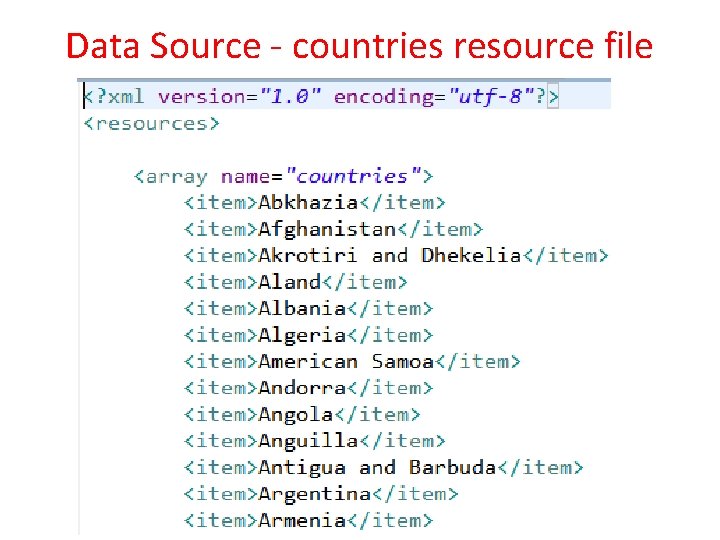 Data Source - countries resource file 