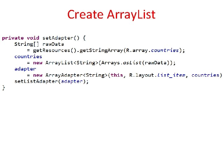 Create Array. List 
