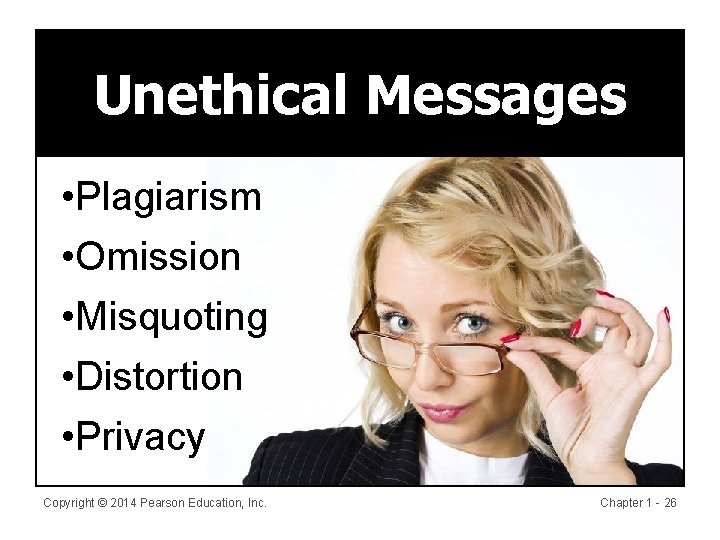 Unethical Messages • Plagiarism • Omission • Misquoting • Distortion • Privacy Copyright ©