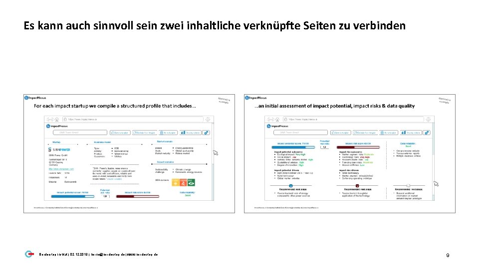 Es kann auch sinnvoll sein zwei inhaltliche verknüpfte Seiten zu verbinden Borderstep Institut |