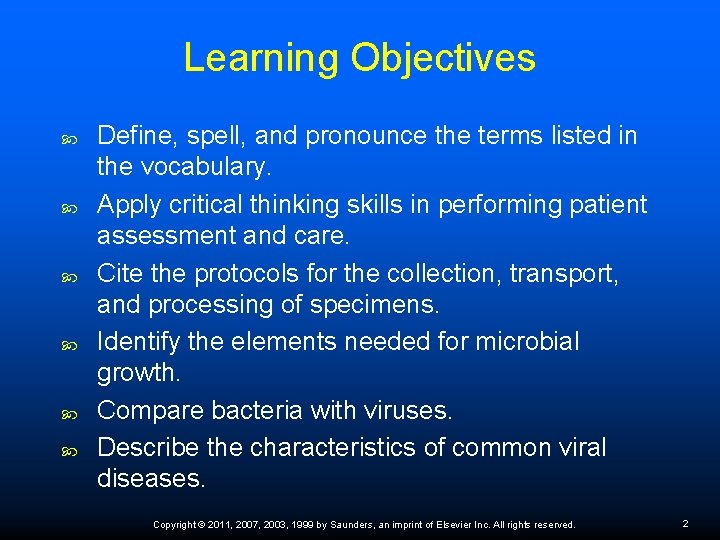 Learning Objectives Define, spell, and pronounce the terms listed in the vocabulary. Apply critical