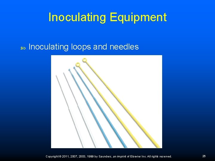 Inoculating Equipment Inoculating loops and needles Copyright © 2011, 2007, 2003, 1999 by Saunders,