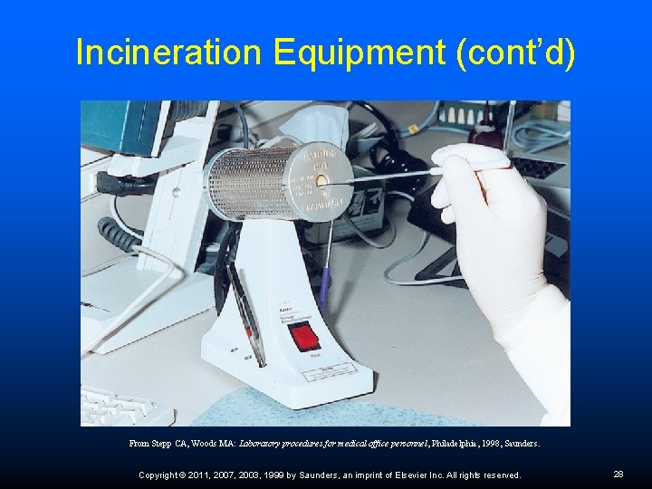 Incineration Equipment (cont’d) From Stepp CA, Woods MA: Laboratory procedures for medical office personnel,