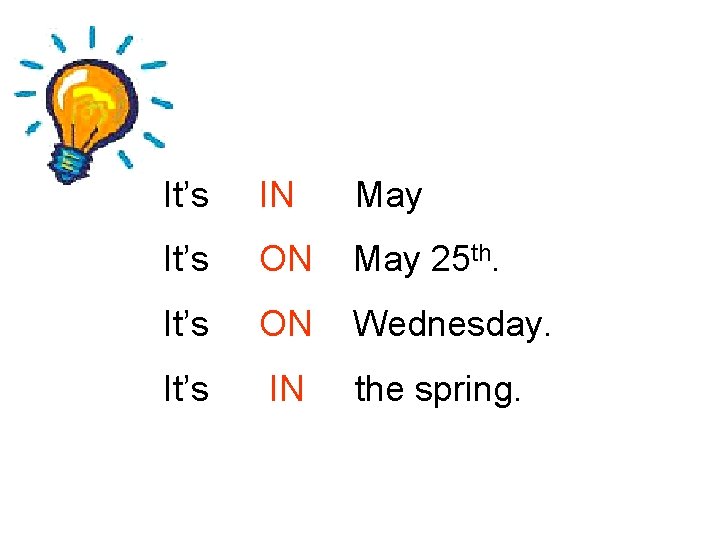It’s IN May It’s ON May 25 th. It’s ON Wednesday. It’s IN the