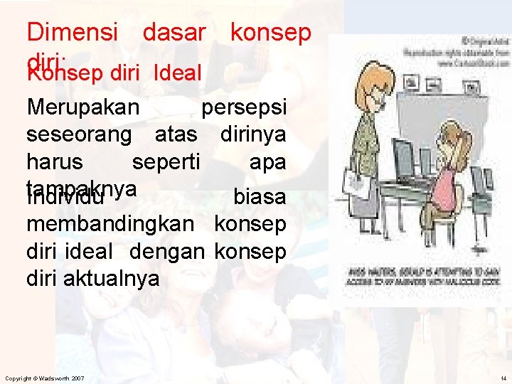 Dimensi dasar konsep diri: Konsep diri Ideal Merupakan persepsi seseorang atas dirinya harus seperti