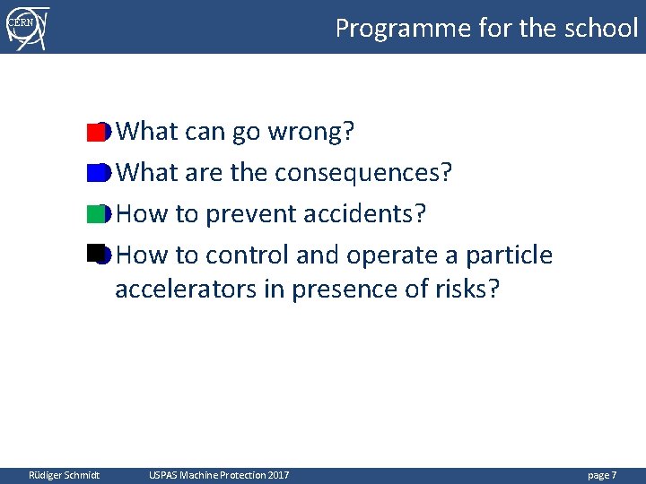 Programme for the school CERN ● What can go wrong? ● What are the