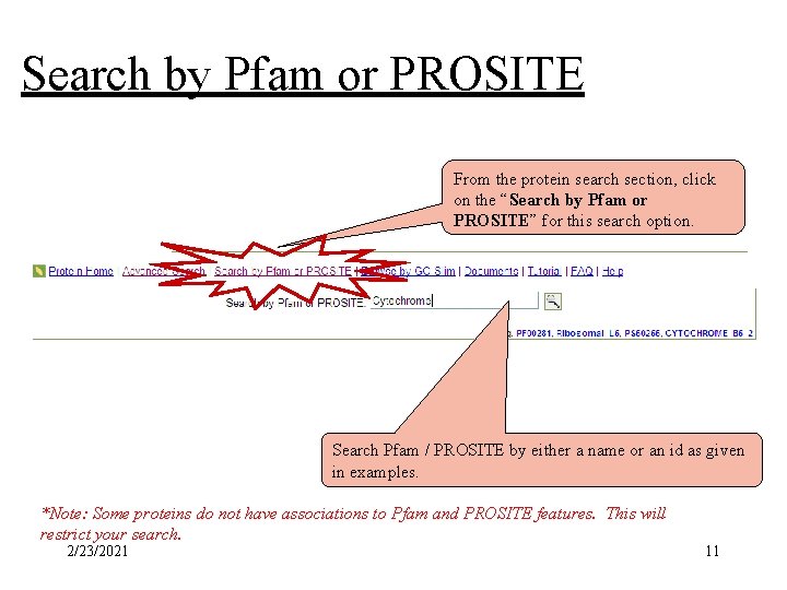 Search by Pfam or PROSITE Search by Pfam or Prosite From the protein search