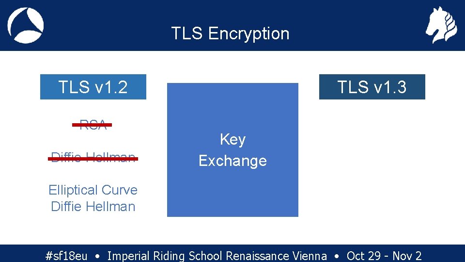 TLS Encryption TLS v 1. 3 TLS v 1. 2 RSA Diffie Hellman Key