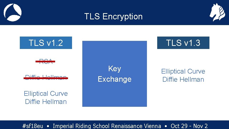TLS Encryption TLS v 1. 3 TLS v 1. 2 RSA Diffie Hellman Key