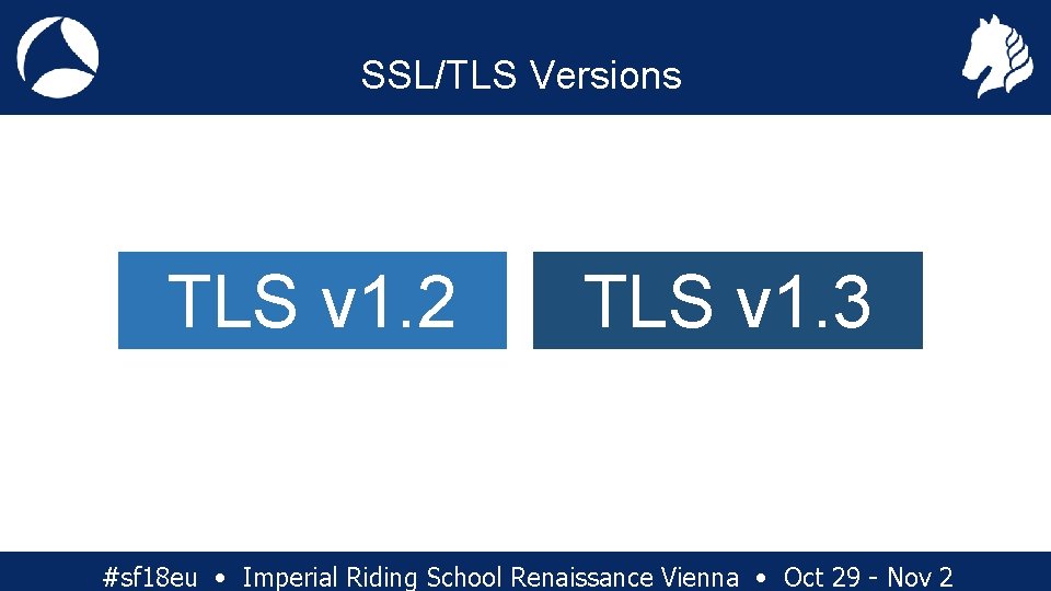 SSL/TLS Versions TLS v 1. 2 TLS v 1. 3 #sf 18 eu •