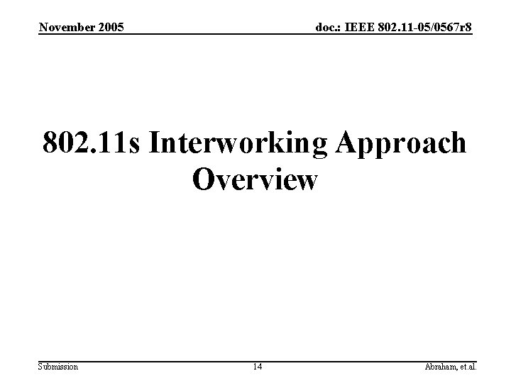 November 2005 doc. : IEEE 802. 11 -05/0567 r 8 802. 11 s Interworking