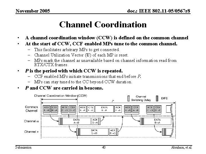 November 2005 doc. : IEEE 802. 11 -05/0567 r 8 Channel Coordination • •