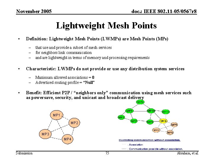 November 2005 doc. : IEEE 802. 11 -05/0567 r 8 Lightweight Mesh Points •