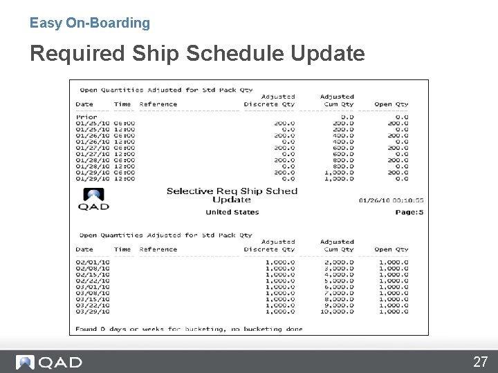 Easy On-Boarding Required Ship Schedule Update 27 