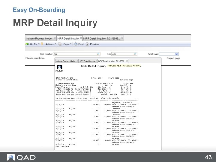 Easy On-Boarding MRP Detail Inquiry 43 