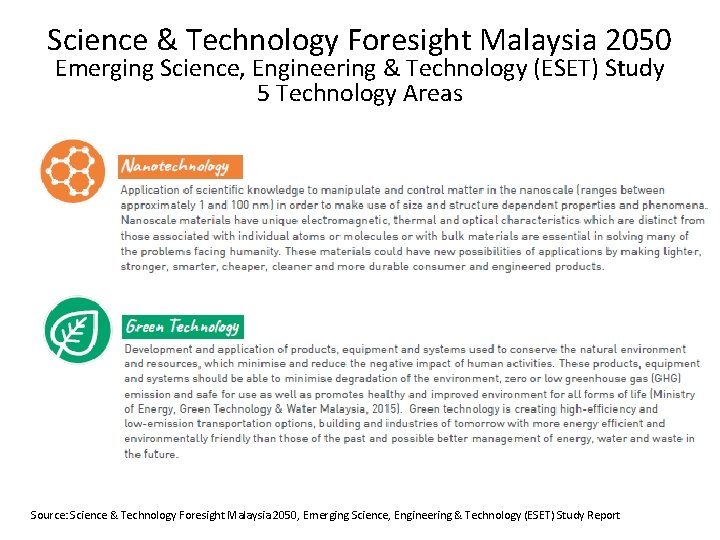 Science & Technology Foresight Malaysia 2050 Emerging Science, Engineering & Technology (ESET) Study 5