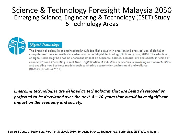 Science & Technology Foresight Malaysia 2050 Emerging Science, Engineering & Technology (ESET) Study 5