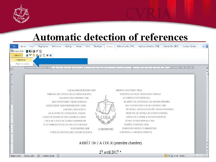 Automatic detection of references 10 