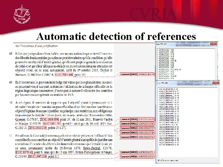 Automatic detection of references 11 