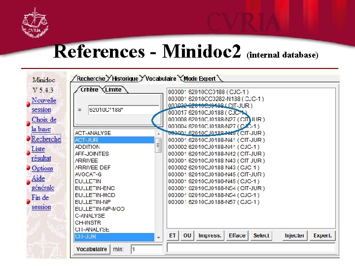 References - Minidoc 2 (internal database) 6 
