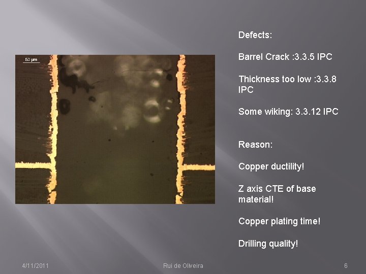 Defects: Barrel Crack : 3. 3. 5 IPC Thickness too low : 3. 3.