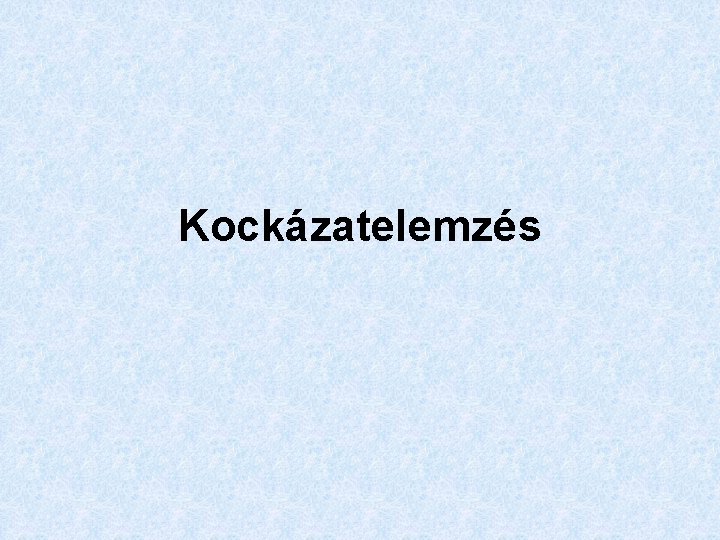 Kockázatelemzés 