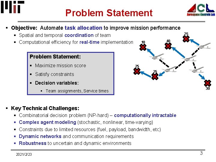 Problem Statement § Objective: Automate task allocation to improve mission performance 25 § Spatial
