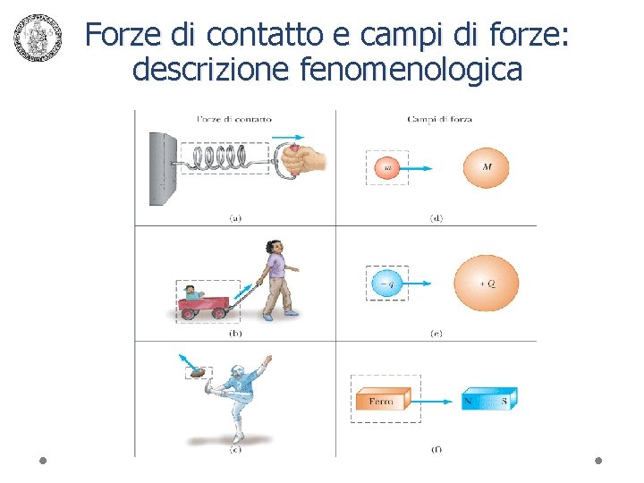 Forze di contatto e campi di forze: descrizione fenomenologica 