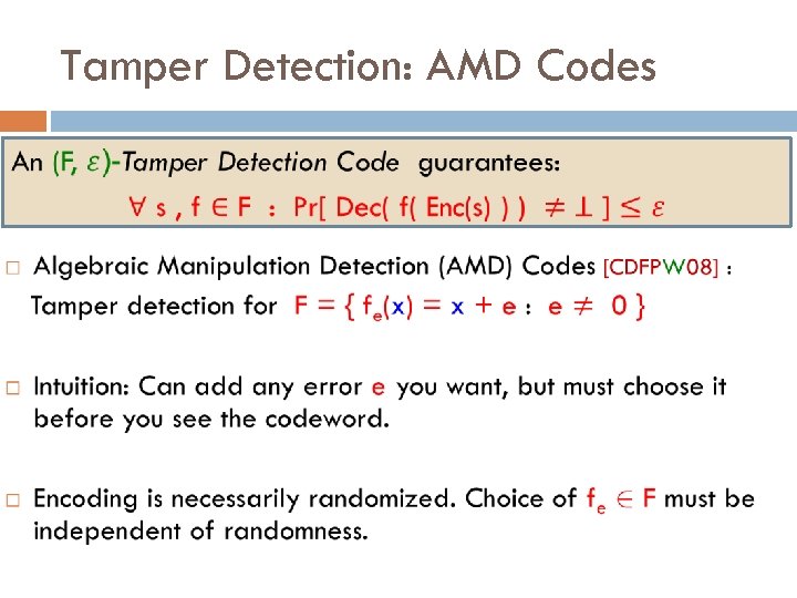 Tamper Detection: AMD Codes 