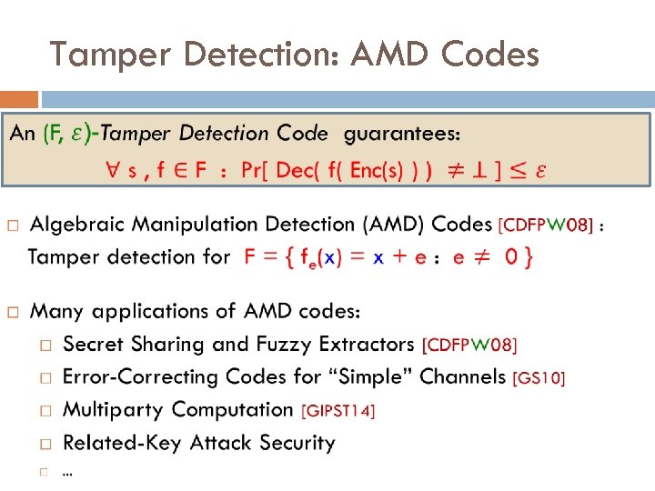 Tamper Detection: AMD Codes 