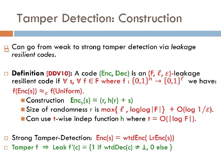 Tamper Detection: Construction 