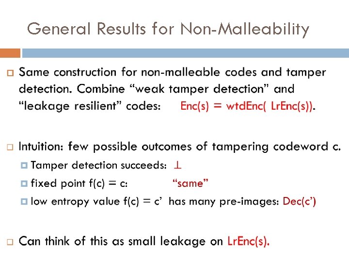 General Results for Non-Malleability 