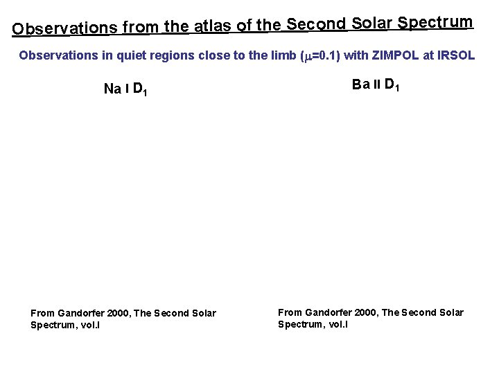 Observations from the atlas of the Second Solar Spectrum Observations in quiet regions close