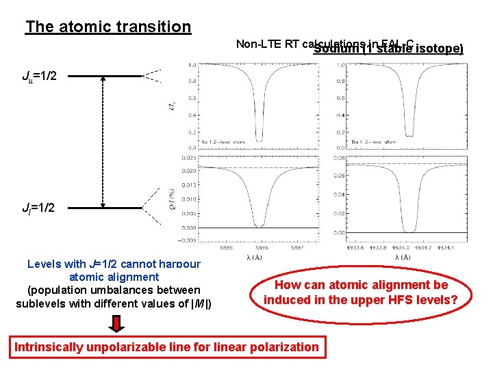 The atomic transition Non-LTE RT calculations FAL-C isotope) Sodium (1 instable Ju=1/2 Fu =