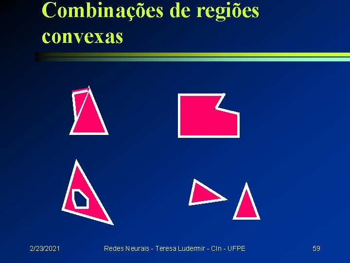 Combinações de regiões convexas 2/23/2021 Redes Neurais - Teresa Ludermir - CIn - UFPE