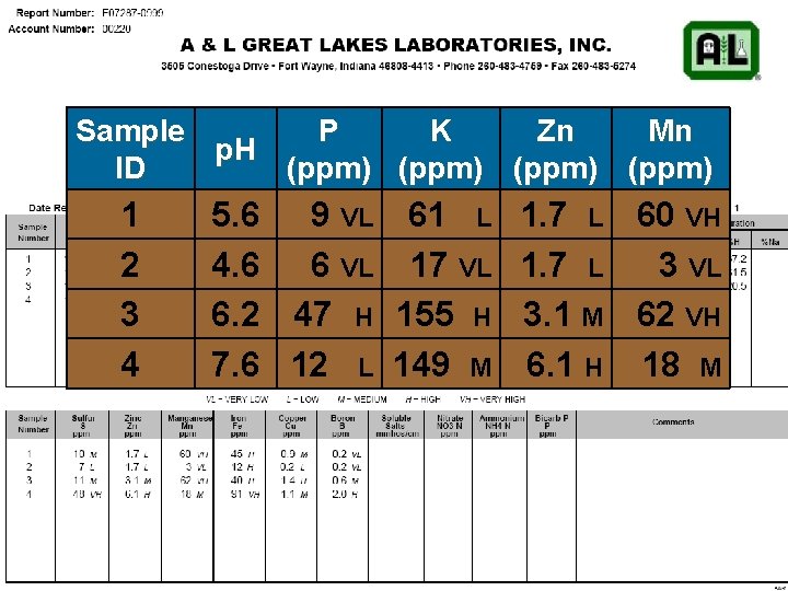 Sample P K Zn Mn p. H ID (ppm) 1 2 3 4 5.