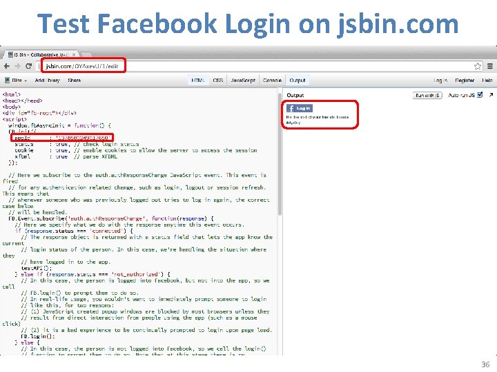 Test Facebook Login on jsbin. com 36 