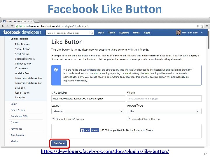 Facebook Like Button https: //developers. facebook. com/docs/plugins/like-button/ 47 