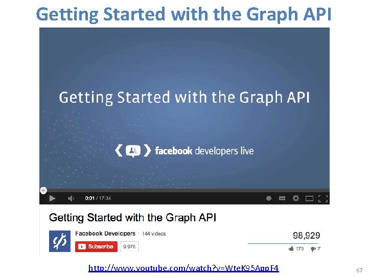 Getting Started with the Graph API http: //www. youtube. com/watch? v=Wte. K 95 App.