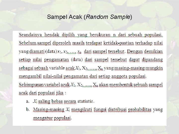 Sampel Acak (Random Sample) 