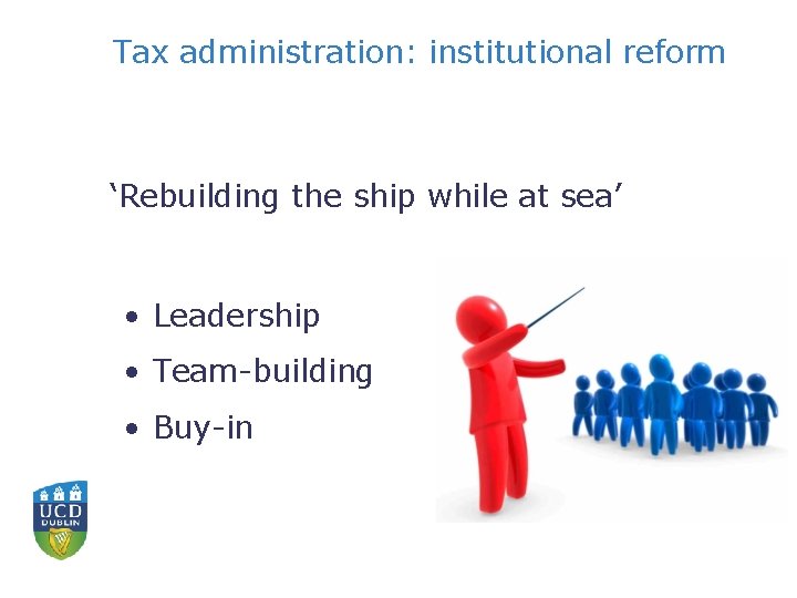 Tax administration: institutional reform ‘Rebuilding the ship while at sea’ • Leadership • Team-building