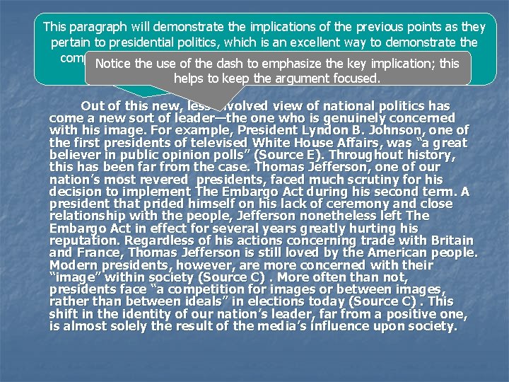 This paragraph will demonstrate the implications of the previous points as they pertain to