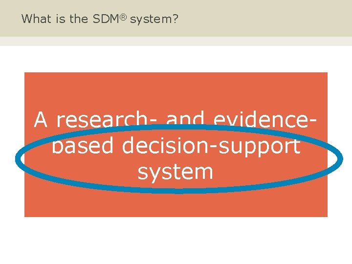 What is the SDM® system? A research- and evidencebased decision-support system 