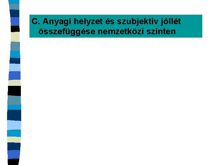 C. Anyagi helyzet és szubjektív jóllét összefüggése nemzetközi szinten 