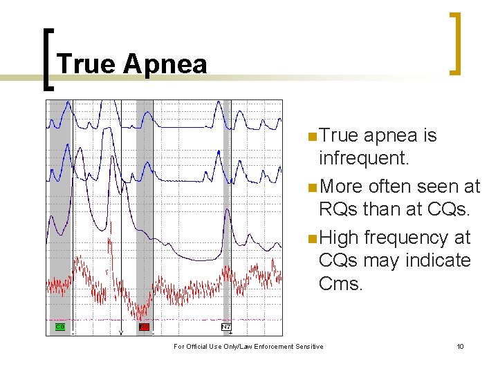 True Apnea n True apnea is infrequent. n More often seen at RQs than