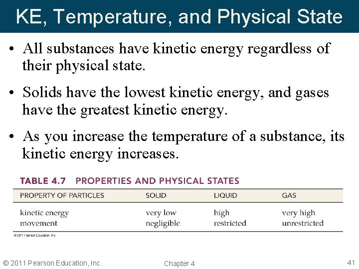 KE, Temperature, and Physical State • All substances have kinetic energy regardless of their