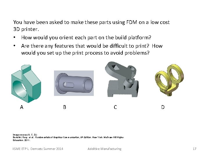 You have been asked to make these parts using FDM on a low cost