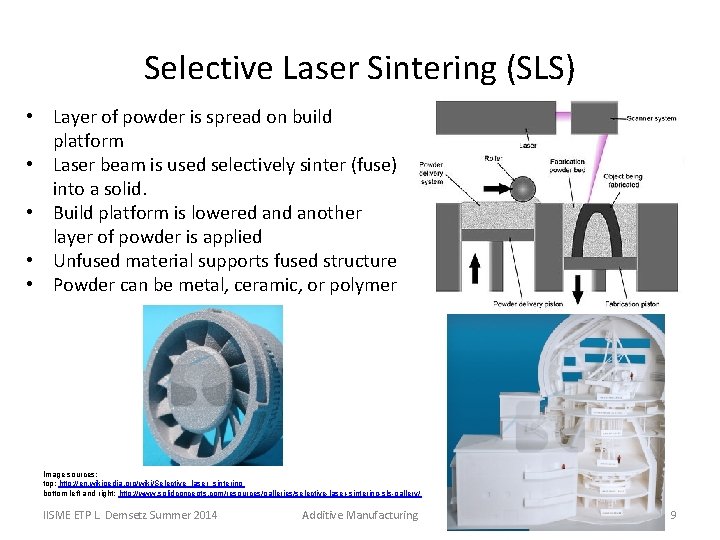 Selective Laser Sintering (SLS) • Layer of powder is spread on build platform •