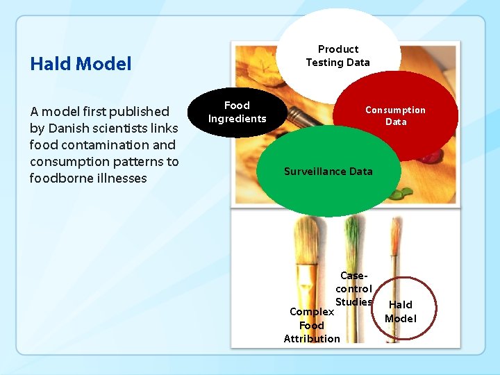 Hald Model A model first published by Danish scientists links food contamination and consumption